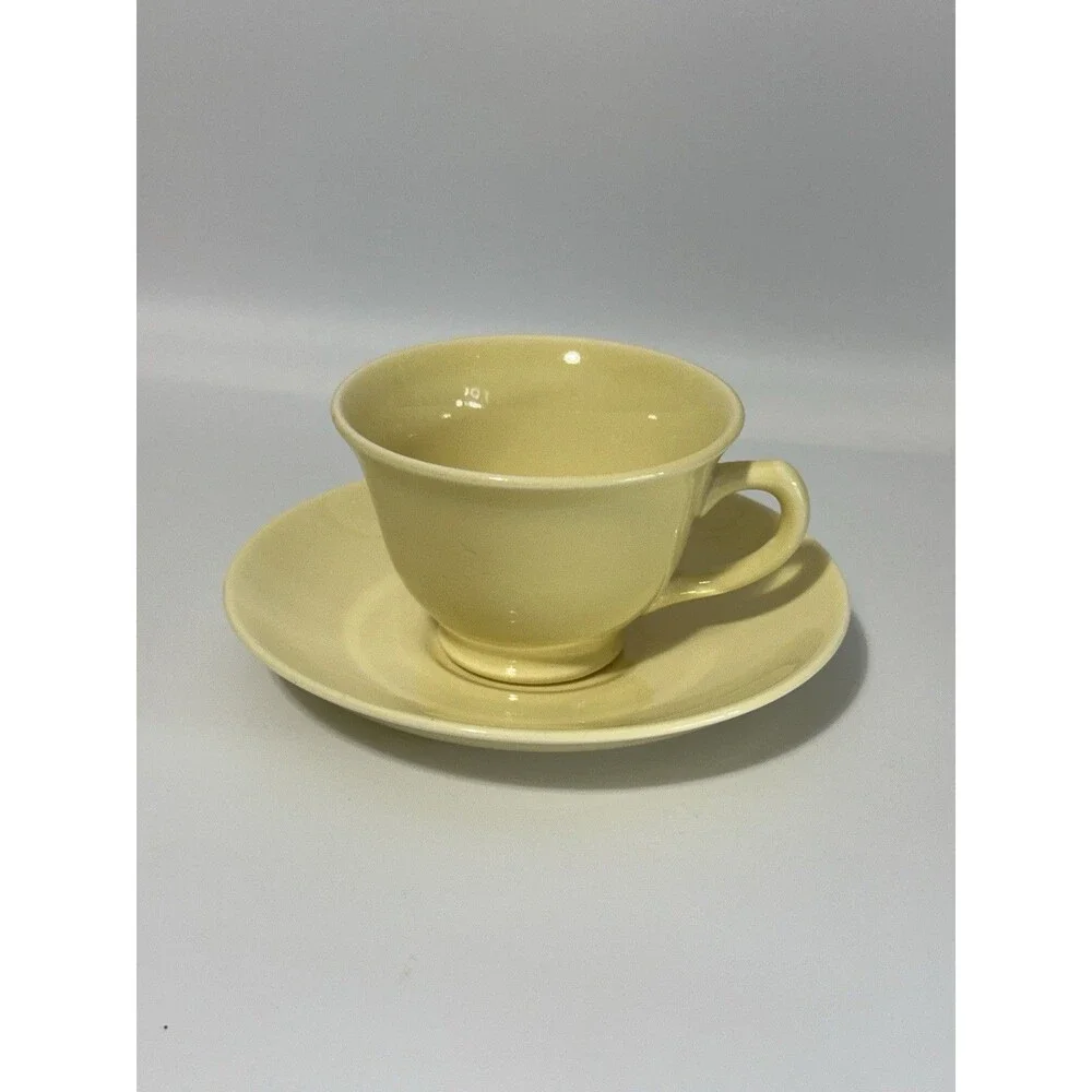 VTG LuRay Pastels TS&T Footed Cup & Saucer Set - Pastel Yellow